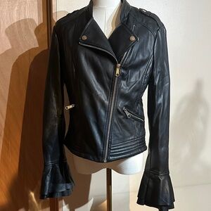 Tart Collections Black Leather Jacket with Flared Cuffs